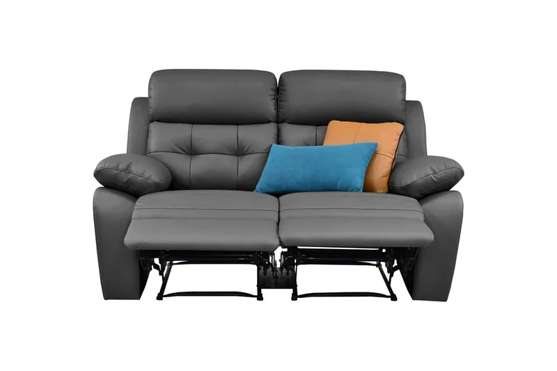 Sofa 2-seter Lannilis Grå, PU/tre/metall - Grå, PU/tre/metall - Møbler - Sofaer - Reclinersofaer