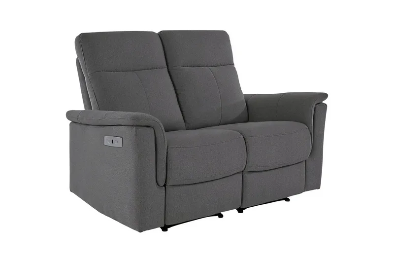 Sofa 2-seter Southbrook Antrasitt, Stoff/tre/metall, Elektrisk recliner, Antrasitt, Stoff/tre/metall, Elektrisk recliner