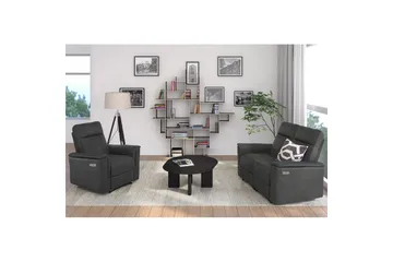 Sofa 2-seter Southbrook Grå, PU/tre/metall, Elektrisk recliner - Grå, PU/tre/metall, Elektrisk recliner - Møbler - Sofaer - Reclinersofaer