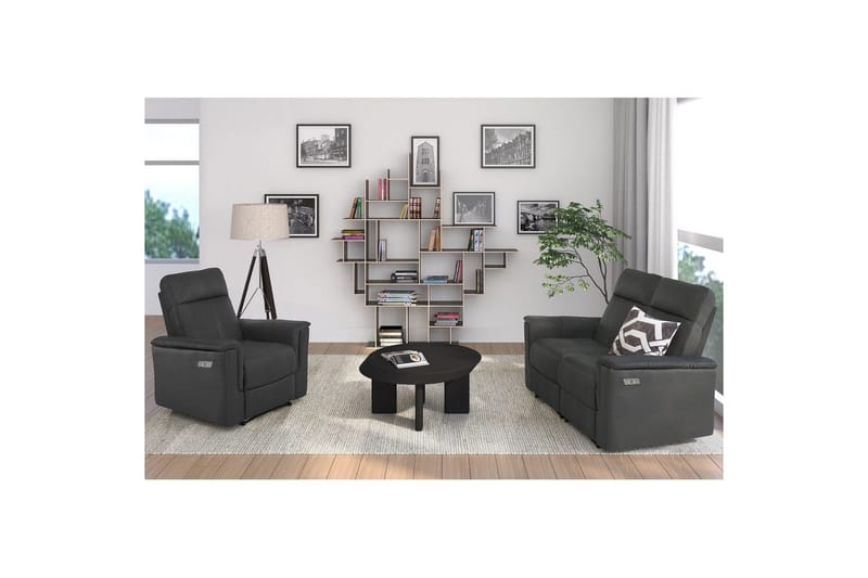 Sofa 2-seter Southbrook Grå, PU/tre/metall, Elektrisk recliner - Grå, PU/tre/metall, Elektrisk recliner - Møbler - Sofaer - Reclinersofaer