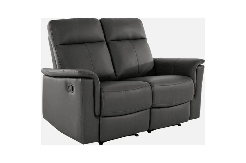 Sofa 2-seter Southbrook Grå, PU/tre/metall, Manuell hvilestol, Grå, PU/tre/metall, Manuell hvilestol