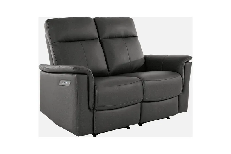 Sofa 2-seter Southbrook Grå, PU/tre/metall, Elektrisk recliner, Grå, PU/tre/metall, Elektrisk recliner
