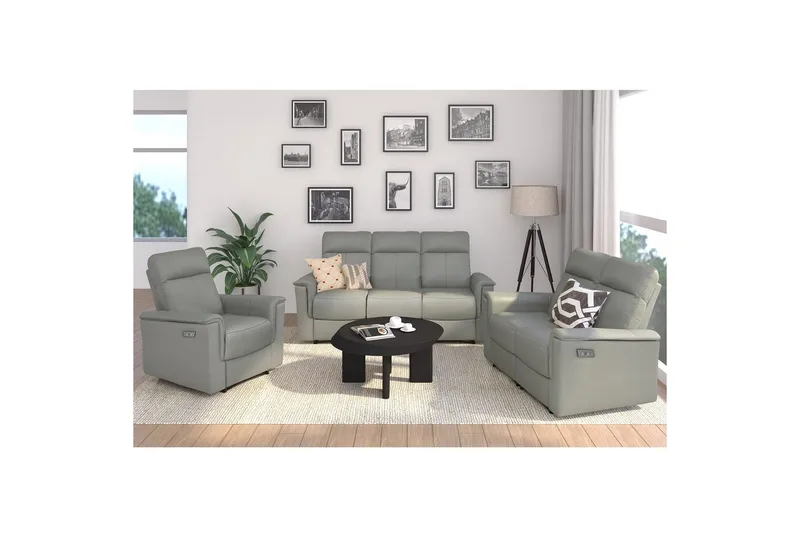 Sofa 2-seter Southbrook Lys grå, PU/tre/metall, Elektrisk recliner - Lys grå, PU/tre/metall, Elektrisk recliner - Møbler - Sofaer - Reclinersofaer