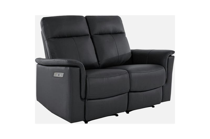 Sofa 2-seter Southbrook Svart, Ekte skinn/PU/Tre/Metall, Elektrisk recliner - Svart, Ekte skinn/PU/Tre/Metall, Elektrisk recliner - Møbler - Sofaer - Reclinersofaer