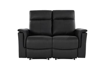 Sofa 2-seter Southbrook Svart, Ekte skinn/PU/Tre/Metall, Manuell hvilestol - Svart, Ekte skinn/PU/Tre/Metall, Manuell hvilestol - Møbler - Sofaer - Reclinersofaer