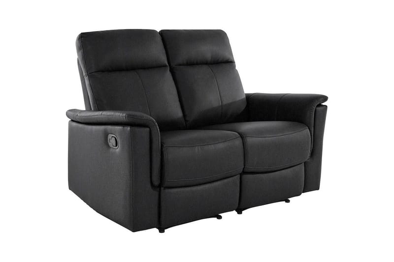 Sofa 2-seter Southbrook Svart, Ekte skinn/PU/Tre/Metall, Manuell hvilestol - Svart, Ekte skinn/PU/Tre/Metall, Manuell hvilestol - Møbler - Sofaer - Reclinersofaer