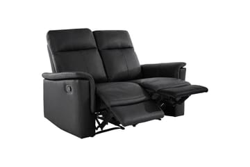 Sofa 2-seter Southbrook Svart, Ekte skinn/PU/Tre/Metall, Manuell hvilestol - Svart, Ekte skinn/PU/Tre/Metall, Manuell hvilestol - Møbler - Sofaer - Reclinersofaer