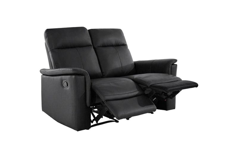 Sofa 2-seter Southbrook Svart, Ekte skinn/PU/Tre/Metall, Manuell hvilestol - Svart, Ekte skinn/PU/Tre/Metall, Manuell hvilestol - Møbler - Sofaer - Reclinersofaer