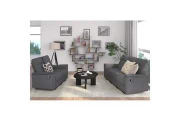 Sofa 3-seter Southbrook Antrasitt, Stoff/tre/metall, Manuell hvilestol - Antrasitt, Stoff/tre/metall, Manuell hvilestol - Møbler - Sofaer - Reclinersofaer