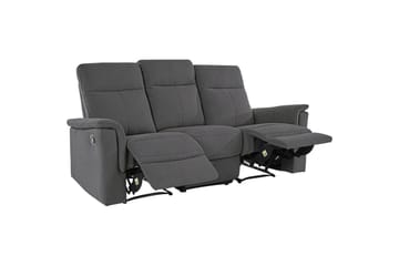 Sofa 3-seter Southbrook Antrasitt, Stoff/tre/metall, Manuell hvilestol - Antrasitt, Stoff/tre/metall, Manuell hvilestol - Møbler - Sofaer - Reclinersofaer