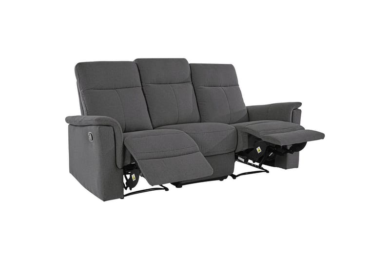 Sofa 3-seter Southbrook Antrasitt, Stoff/tre/metall, Manuell hvilestol - Antrasitt, Stoff/tre/metall, Manuell hvilestol - Møbler - Sofaer - Reclinersofaer