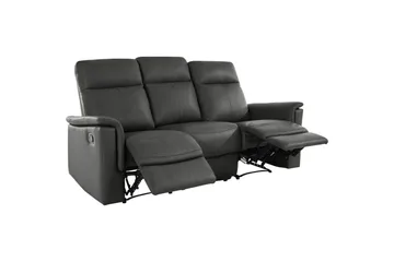 Sofa 3-seter Southbrook Grå, PU/tre/metall, Manuell hvilestol - Grå, PU/tre/metall, Manuell hvilestol - Møbler - Sofaer - Reclinersofaer