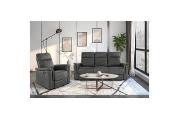 Sofa 3-seter Southbrook Grå, PU/tre/metall, Elektrisk recliner - Grå, PU/tre/metall, Elektrisk recliner - Møbler - Sofaer - Reclinersofaer