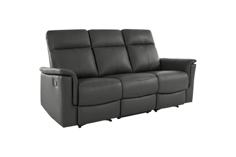 Sofa 3-seter Southbrook Grå, PU/tre/metall, Manuell hvilestol - Grå, PU/tre/metall, Manuell hvilestol - Møbler - Sofaer - Reclinersofaer
