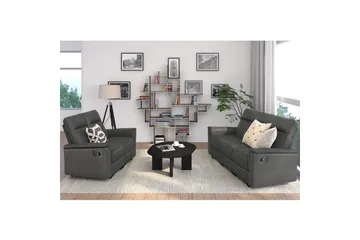 Sofa 3-seter Southbrook Grå, PU/tre/metall, Manuell hvilestol - Grå, PU/tre/metall, Manuell hvilestol - Møbler - Sofaer - Reclinersofaer