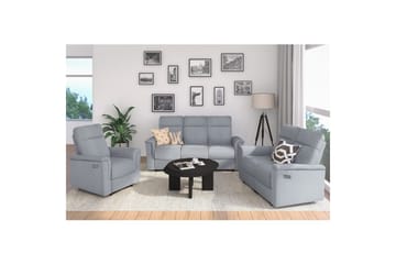 Sofa 3-seter Southbrook Lys grå, Stoff/tre/metall, Elektrisk recliner - Lys grå, Stoff/tre/metall, Elektrisk recliner - Møbler - Sofaer - Reclinersofaer
