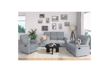 Sofa 3-seter Southbrook Lys grå, Stoff/tre/metall, Manuell hvilestol - Lys grå, Stoff/tre/metall, Manuell hvilestol - Møbler - Sofaer - Reclinersofaer