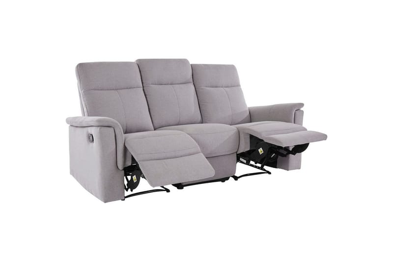 Sofa 3-seter Southbrook Lys grå, Stoff/tre/metall, Manuell hvilestol - Lys grå, Stoff/tre/metall, Manuell hvilestol - Møbler - Sofaer - Reclinersofaer