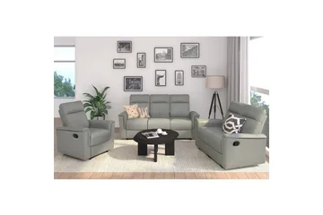 Sofa 3-seter Southbrook Lys grå, PU/tre/metall, Manuell hvilestol - Lys grå, PU/tre/metall, Manuell hvilestol - Møbler - Sofaer - Reclinersofaer