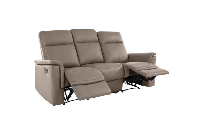 Sofa 3-seter Southbrook Lys grå, PU/tre/metall, Manuell hvilestol - Lys grå, PU/tre/metall, Manuell hvilestol - Møbler - Sofaer - Reclinersofaer