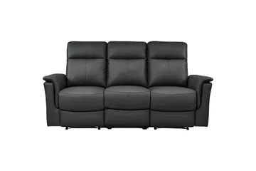 Sofa 3-seter Southbrook Svart, Ekte skinn/PU/Tre/Metall, Elektrisk recliner - Svart, Ekte skinn/PU/Tre/Metall, Elektrisk recliner - Møbler - Sofaer - Reclinersofaer