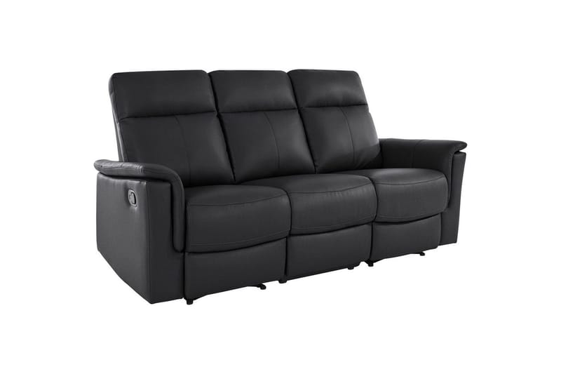 Sofa 3-seter Southbrook Svart, Lær/PU/Tre/Metall, Manuell hvilestol - Svart, Lær/PU/Tre/Metall, Manuell hvilestol - Møbler - Sofaer - Reclinersofaer
