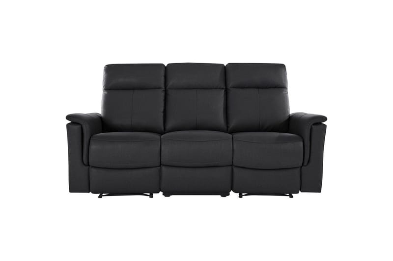 Sofa 3-seter Southbrook Svart, Lær/PU/Tre/Metall, Manuell hvilestol - Svart, Lær/PU/Tre/Metall, Manuell hvilestol - Møbler - Sofaer - Reclinersofaer