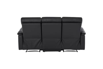 Sofa 3-seter Southbrook Svart, Lær/PU/Tre/Metall, Manuell hvilestol - Svart, Lær/PU/Tre/Metall, Manuell hvilestol - Møbler - Sofaer - Reclinersofaer