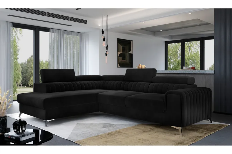 Laurece Sjeselongsofa Venstre, Svart