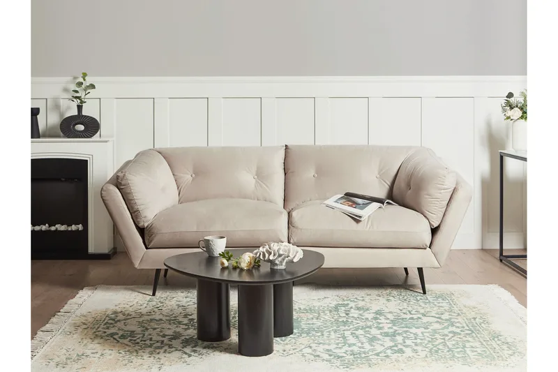 Lenvik Sofa 3-seter - Beige/Svart - Møbler - Sofaer - Fløyelssofaer