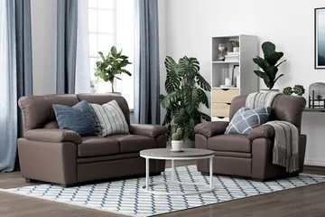 Lindby 2-seters sofa i kunstskinn - Brun - Møbler - Sofaer - Skinnsofaer