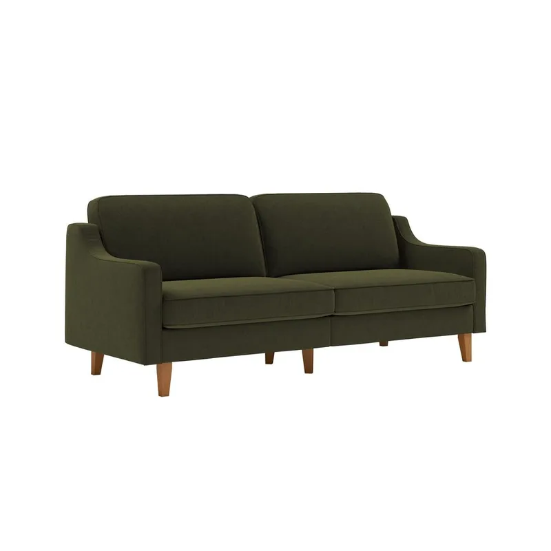 Lorvas 3-seter Dyp Sofa med Buede Armlener i Stoff, Mørkegrønn