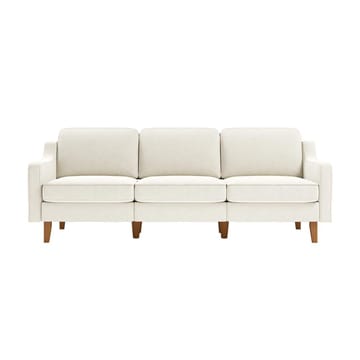 Lorvas 3-seter Dyp Sofa med Buede Armlener i Stoff med Trebein - Kremhvit - Møbler - Sofaer - Fløyelssofaer