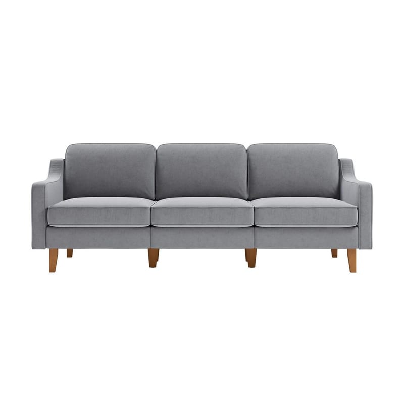 Lorvas 3-seter Dyp Sofa med Buede Armlener i Stoff med Trebein - Kullgrå - Møbler - Sofaer - Fløyelssofaer