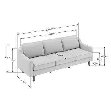 Lorvas 3-seters sofa - Lysegrå - Møbler - Sofaer - 3 seter sofa