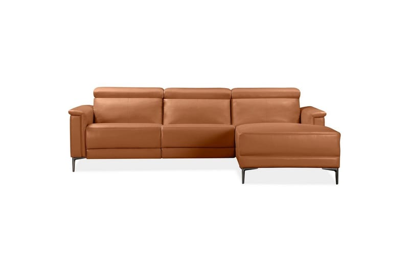 Lund 3-seter Høyrevendt Hjørnesofa med Recliner og Sjeselong i Ekte Lær - Brun - Møbler - Sofaer - Reclinersofaer