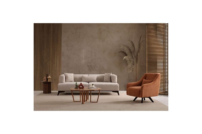 Malkiat Sofa 3-seter - Beige/Svart - Møbler - Sofaer - 3 seter sofa