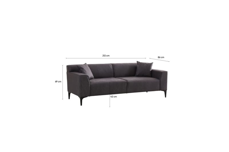 Malpani Sofa 3-sits - Antrasitt - Møbler - Sofaer - 3 seter sofa