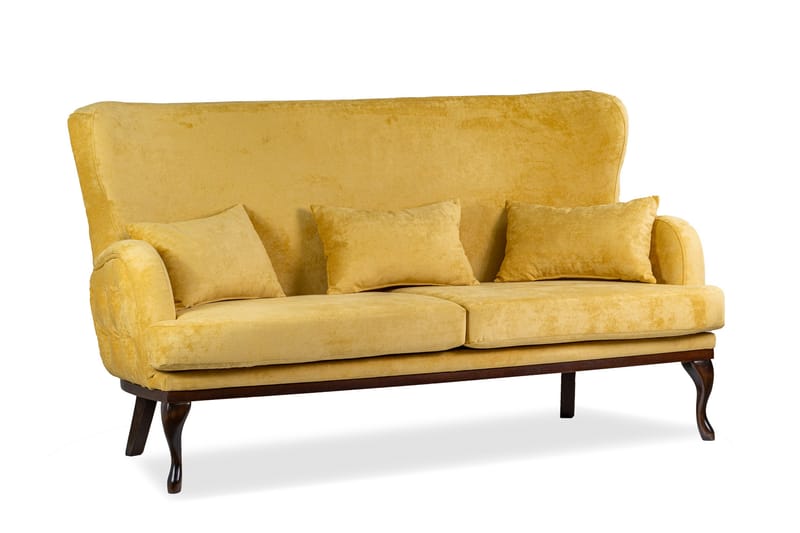 Mattias 3-seters Sofa Fløyel - Gul - Møbler - Sofaer - 3 seter sofa
