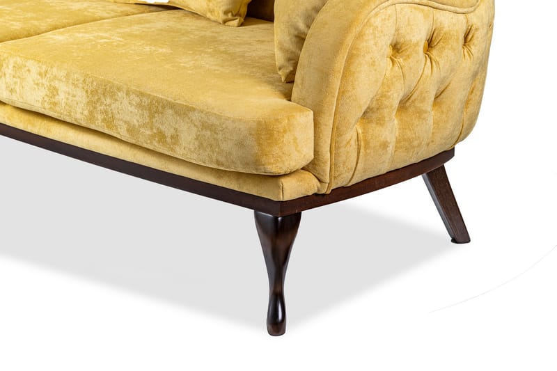 Mattias 3-seters Sofa Fløyel - Gul - Møbler - Sofaer - 3 seter sofa