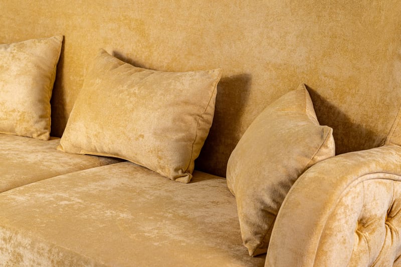Mattias 3-seters Sofa Fløyel - Gul - Møbler - Sofaer - 3 seter sofa