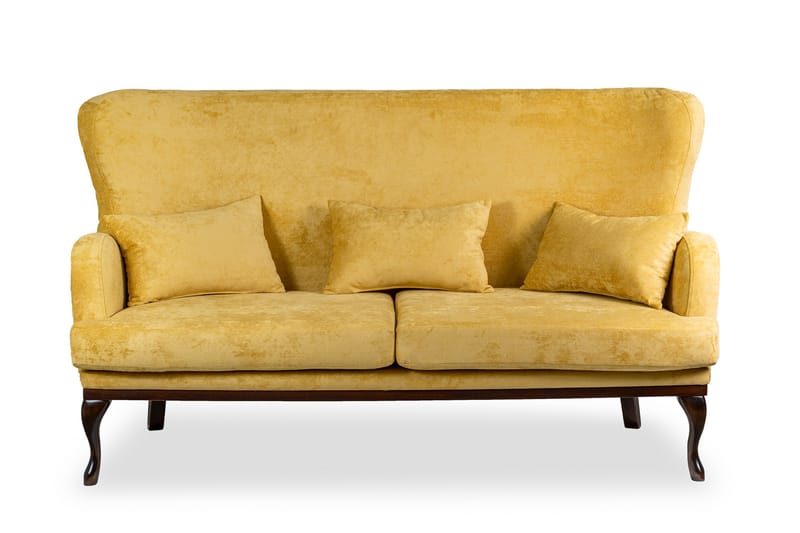 Mattias 3-seters Sofa Fløyel - Gul - Møbler - Sofaer - 3 seter sofa
