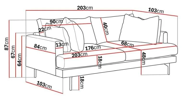 Menard 3-seters Dyp Manchestersofa - Greige - Møbler - Sofaer - 3 seter sofa