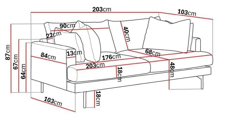 Menard 3-seters Dyp Stoffsofa - Brun - Møbler - Sofaer - 3 seter sofa
