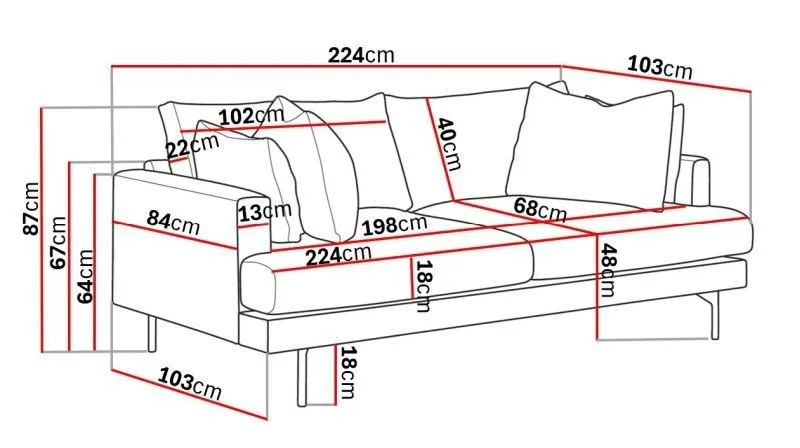 Menard 4-seters Dyp Stoffsofa - Beige - Møbler - Sofaer - 4 seter sofa