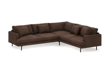 Menard 6-seters Høyrevendt L-formet Hjørnesofa i Manchester - Brun - Møbler - Sofaer - Hjørnesofaer