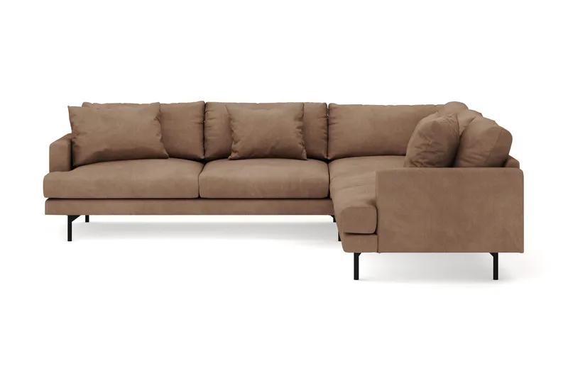 Menard 6-seters Høyrevendt L-formet Hjørnesofa i Manchester - Brun - Møbler - Sofaer - Hjørnesofaer