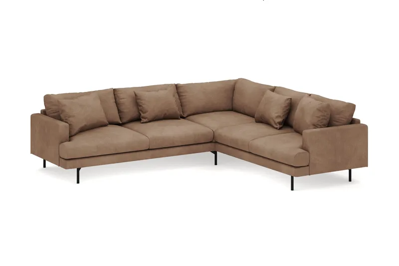 Menard 6-seters Høyrevendt L-formet Hjørnesofa i Manchester - Brun - Møbler - Sofaer - Hjørnesofaer