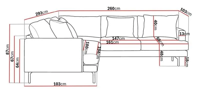 Menard 6-seters Høyrevendt L-formet Hjørnesofa i Stoff - Beige - Møbler - Sofaer - Hjørnesofaer