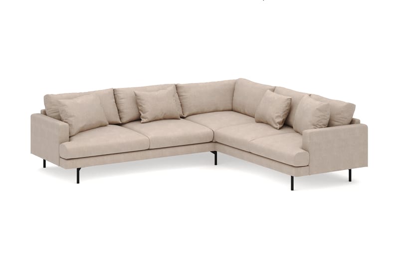 Menard 6-seters Høyrevendt L-formet Hjørnesofa i Stoff - Beige - Møbler - Sofaer - Hjørnesofaer